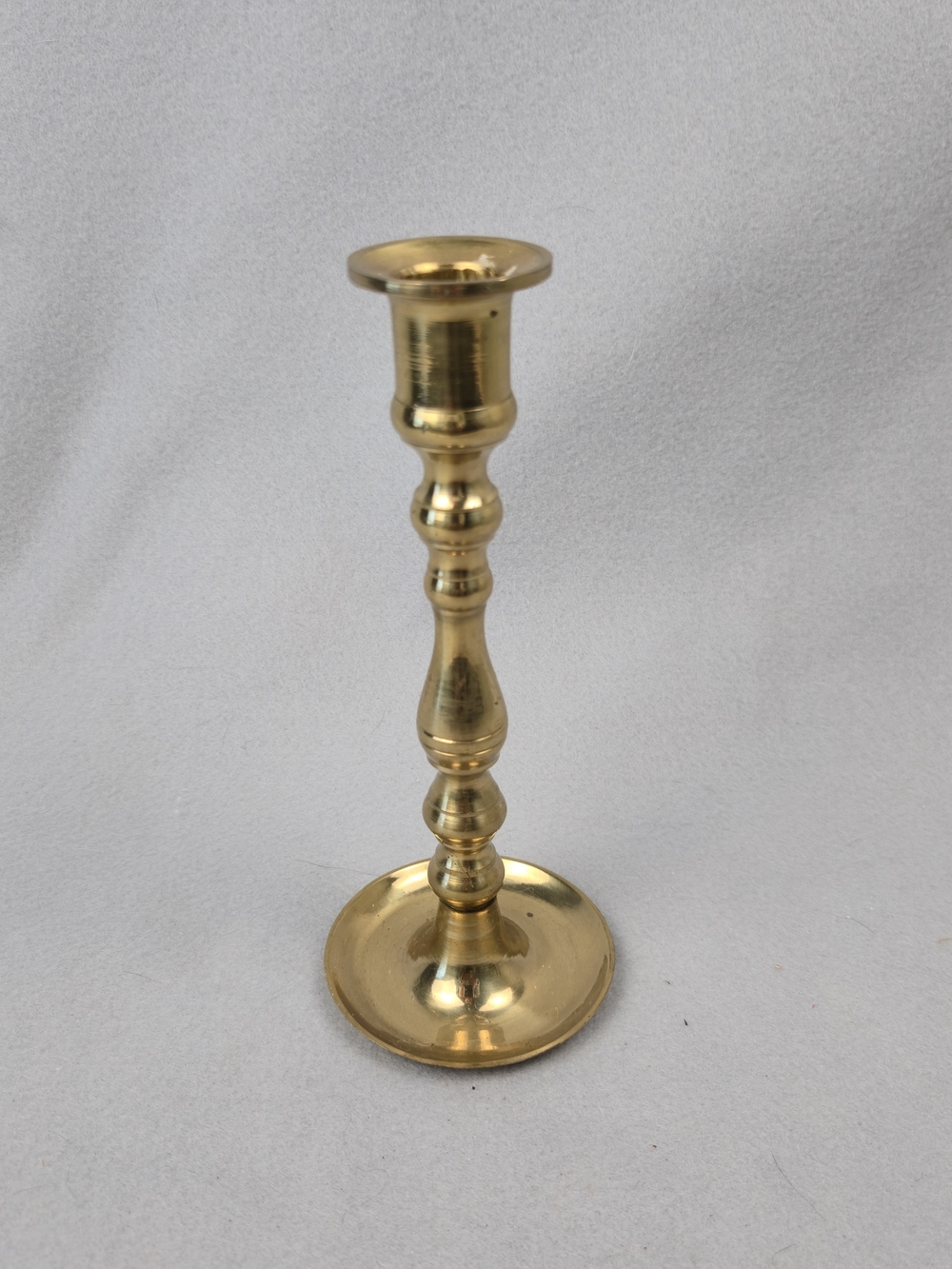 Vintage Solid Brass Taper Candlestick Holder Turned Spindle 7.75"
